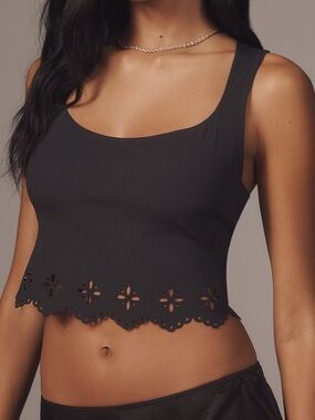 Anthropologie Laser Cut Tank Top Black SIZE MEDIUM NEW